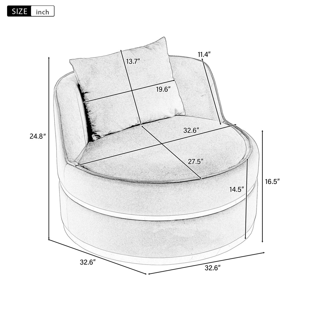 Green Velvet Round Barrel Accent Chair with Seat Cushion C5925