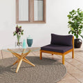 Dark Gray Cushion Acacia Wood Sectional Middle Sofa F3436