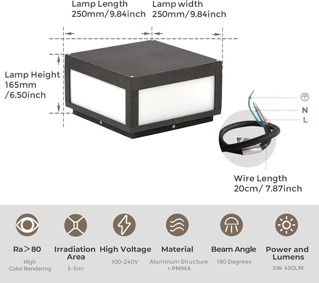 Outdoor Post Light LED Deck Cap Light with IP54 Waterproof E26 Bulb A520990