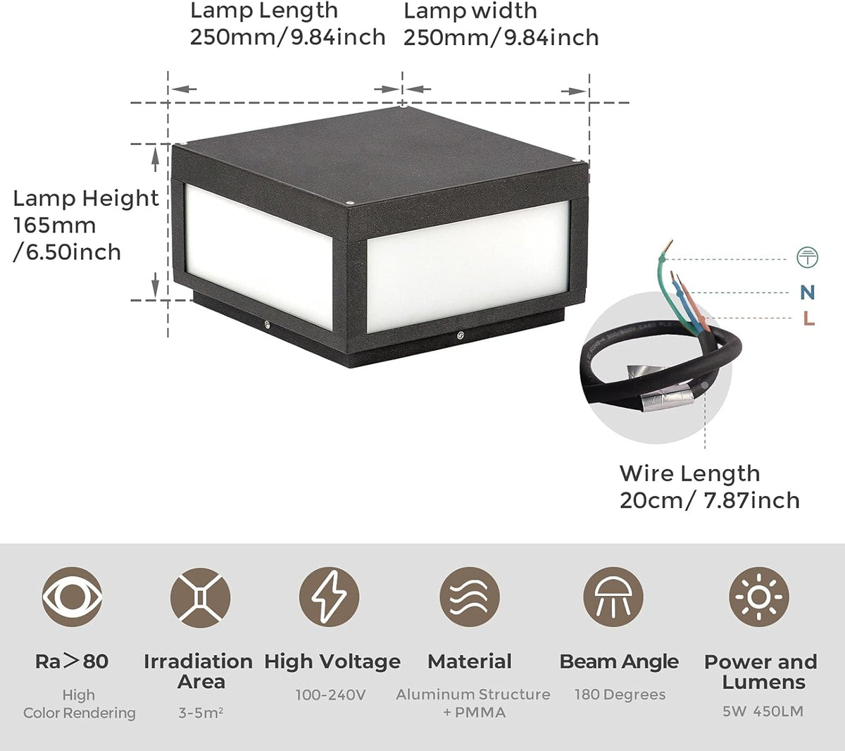 Outdoor Post Light LED Deck Cap Light with IP54 Waterproof E26 Bulb A520990
