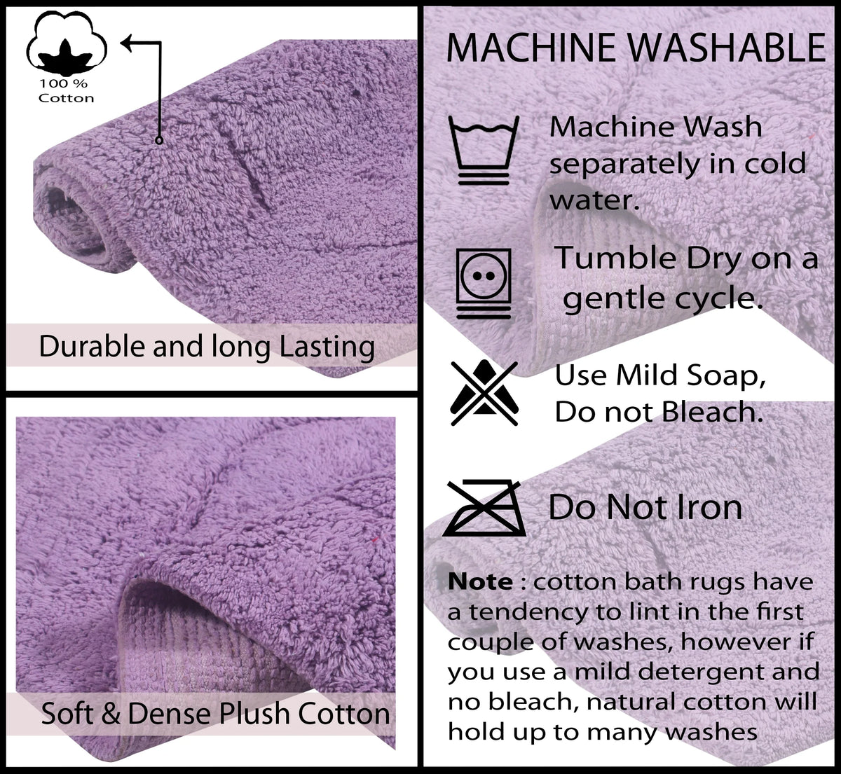 100% Cotton Tufted Non-Slip Bath Rug, 21" x 34" T50428