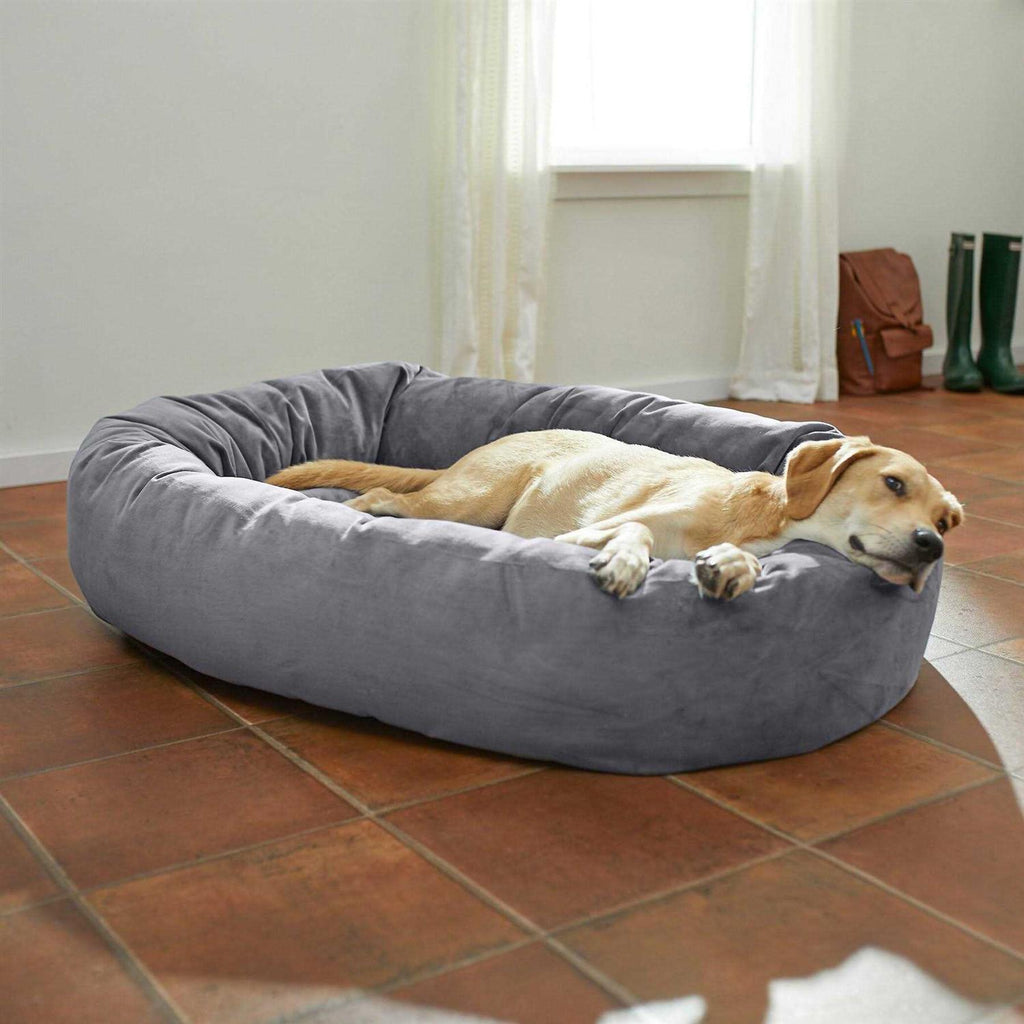Velvet Round Bolster Dog Bed with Removable Cover S753639