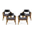 Acacia Wood Club Chairs with Cushion, Set of 4 V593
